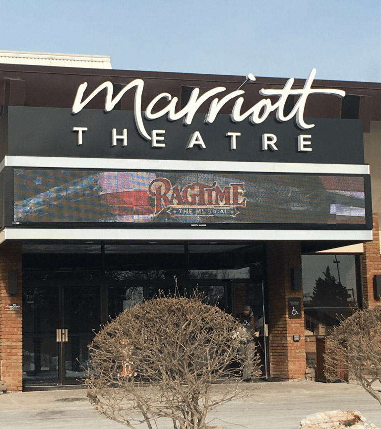 Marriott Theatre logo in use, by Grab Bag Media